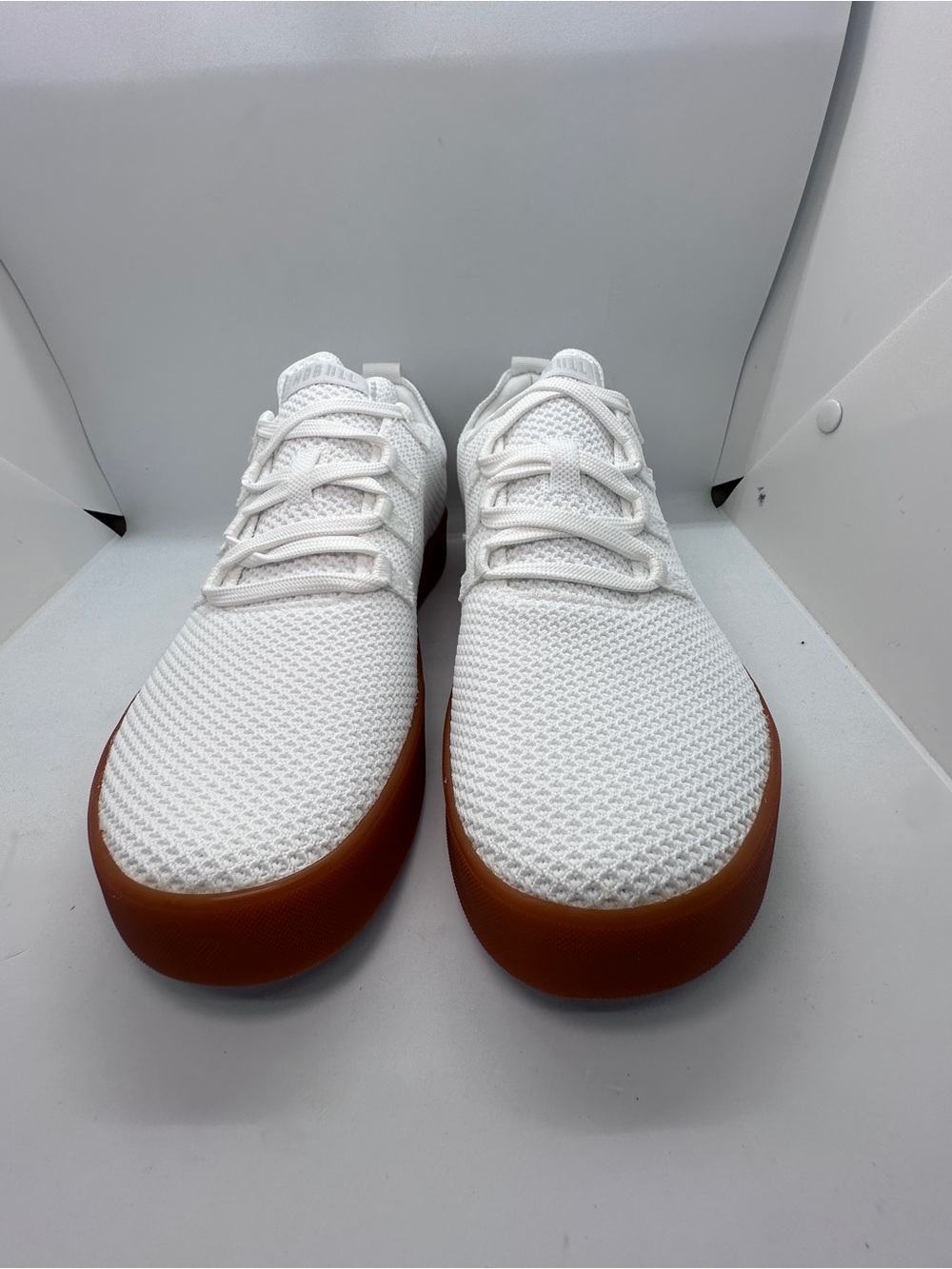 NOBULL White Knit Sneakers with Gum Sole